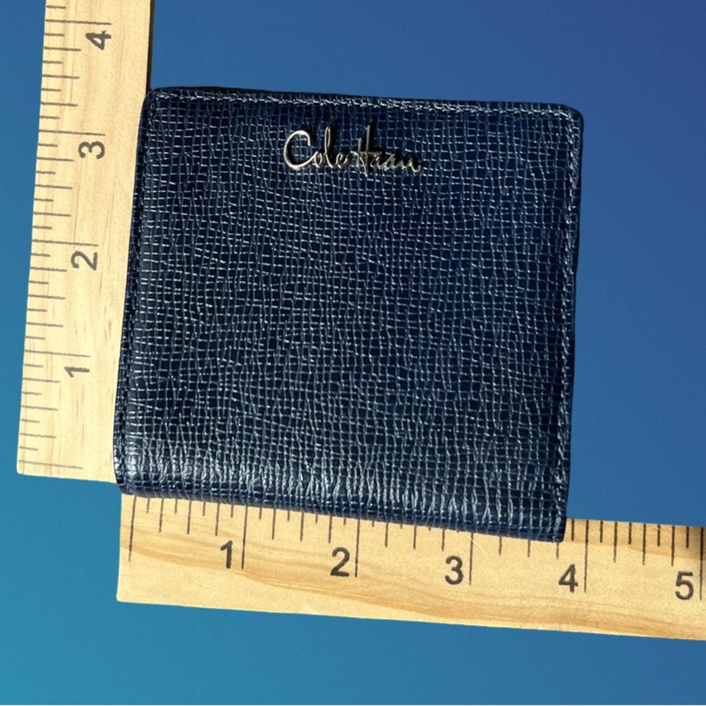 Cole Haan Blue Pebbled Leather Small Wallet/Card Holder - Picture 12 of 13